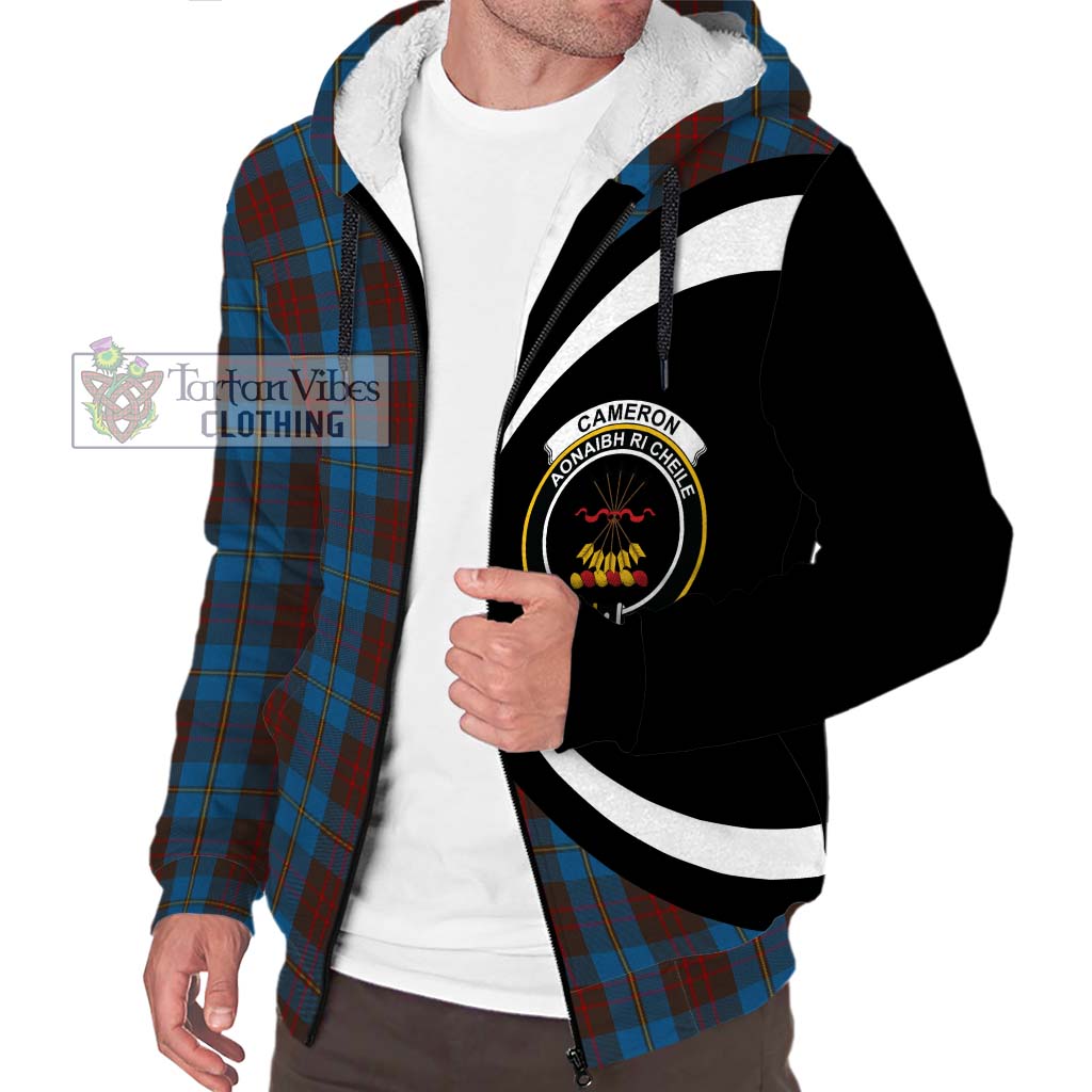 Cameron Hunting Tartan Sherpa Hoodie with Family Crest Circle Style Unisex S - Tartan Vibes Clothing