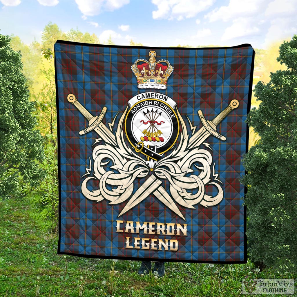 Tartan Vibes Clothing Cameron Hunting Tartan Quilt with Clan Crest and the Golden Sword of Courageous Legacy