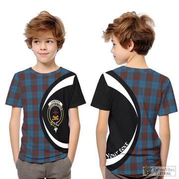 Cameron Hunting Tartan Kid T-Shirt with Family Crest Circle Style