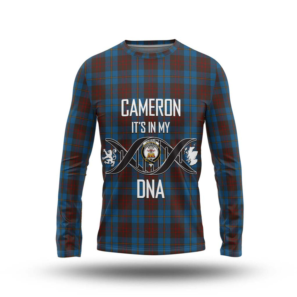 Cameron Hunting Tartan Long Sleeve T-Shirt with Family Crest DNA In Me Style Unisex - Tartanvibesclothing Shop