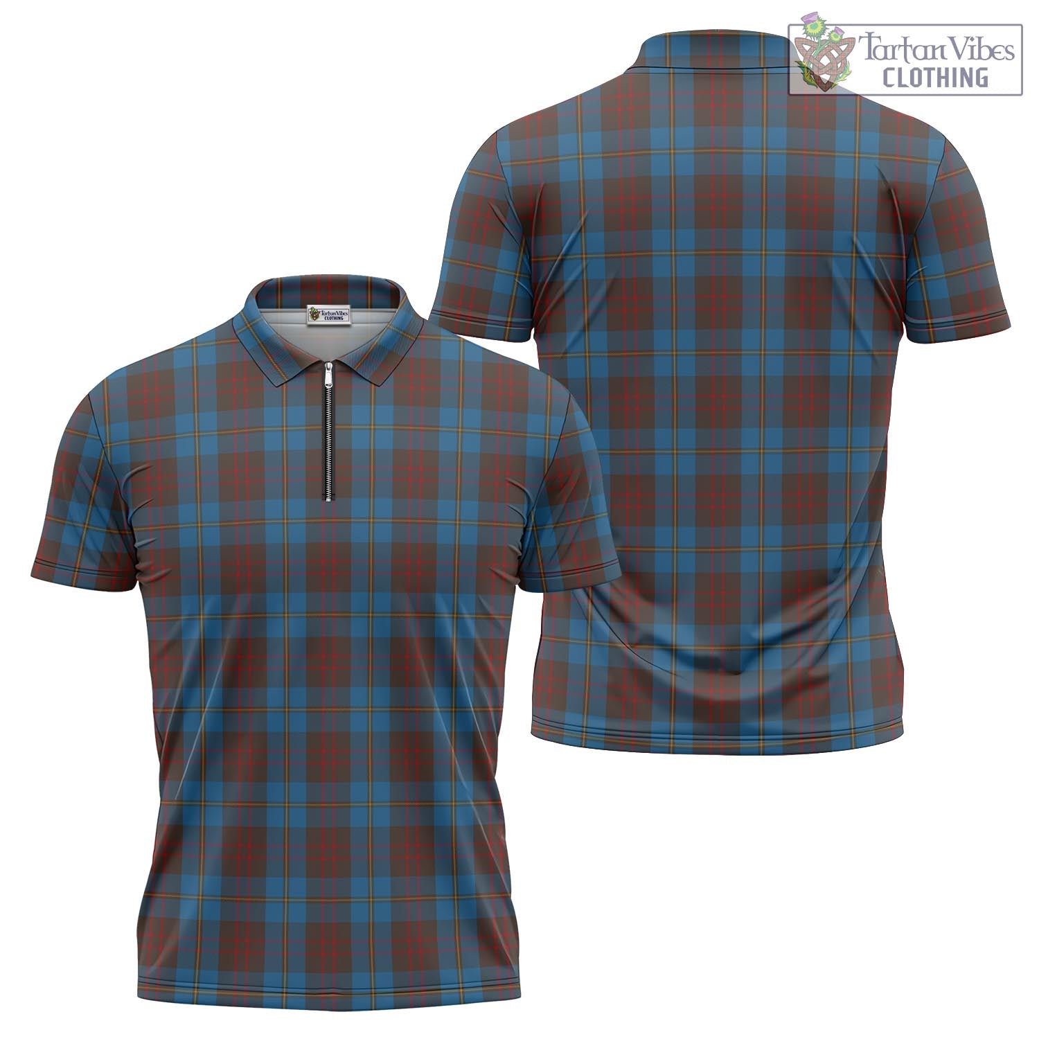 Tartan Vibes Clothing Cameron Hunting Tartan Zipper Polo Shirt