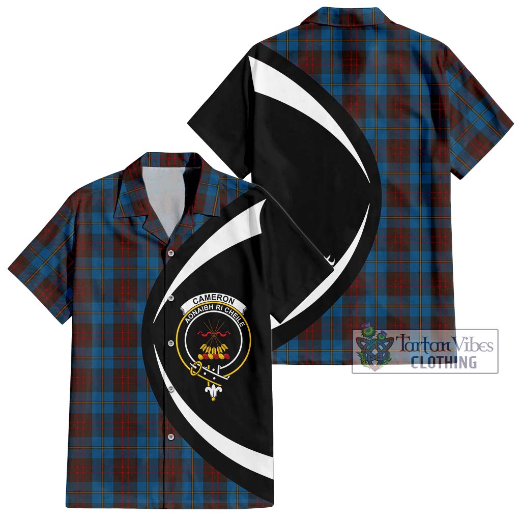 Tartan Vibes Clothing Cameron Hunting Tartan Short Sleeve Button Up with Family Crest Circle Style