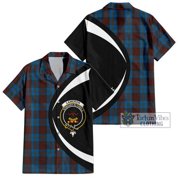 Cameron Hunting Tartan Short Sleeve Button Up with Family Crest Circle Style