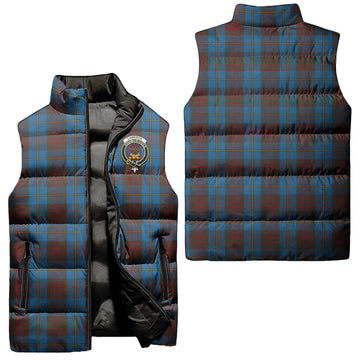 Cameron Hunting Tartan Sleeveless Puffer Jacket with Family Crest