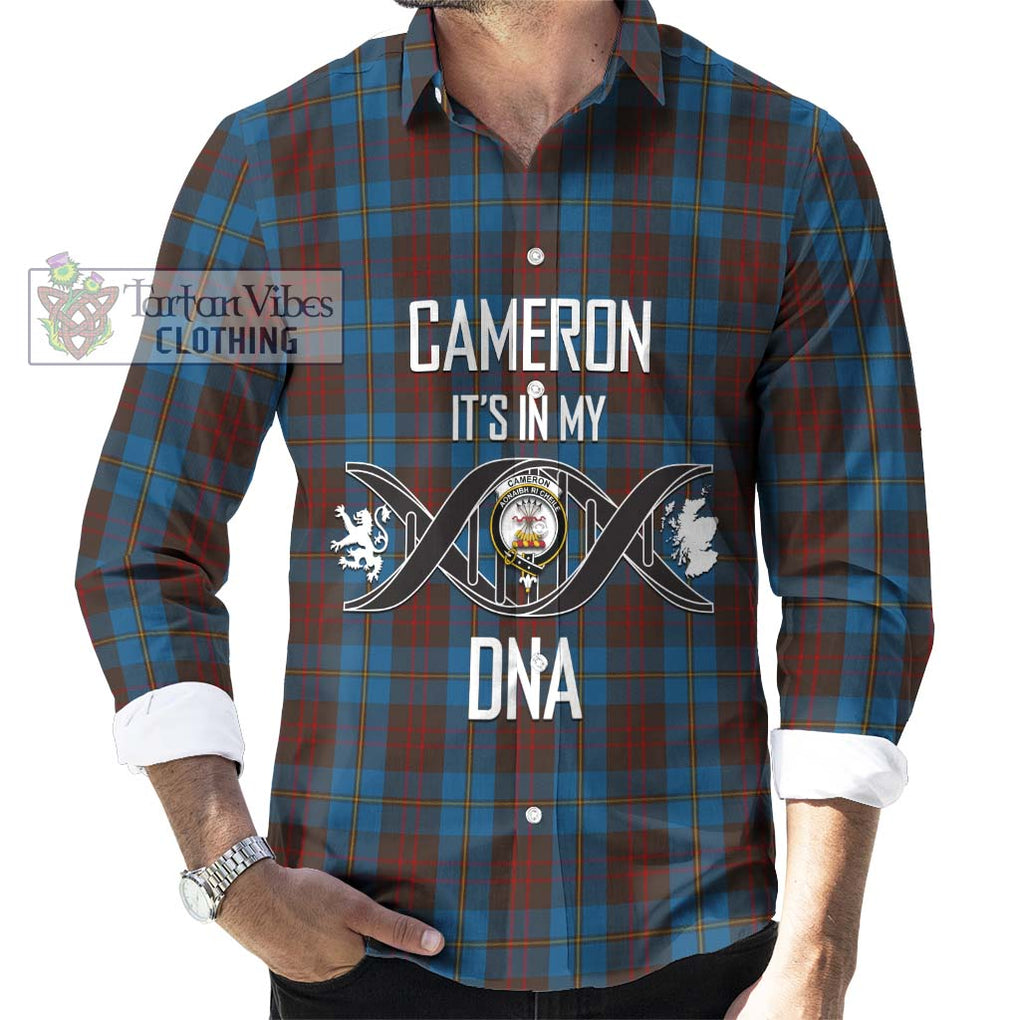 Cameron Hunting Tartan Long Sleeve Button Shirt with Family Crest DNA In Me Style Men's Shirt S - Tartanvibesclothing Shop