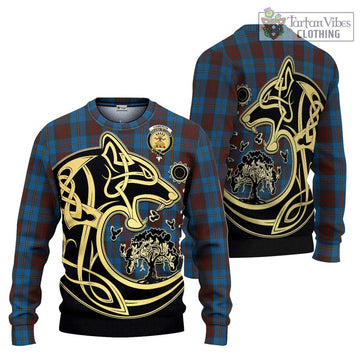 Cameron Hunting Tartan Ugly Sweater with Family Crest Celtic Wolf Style