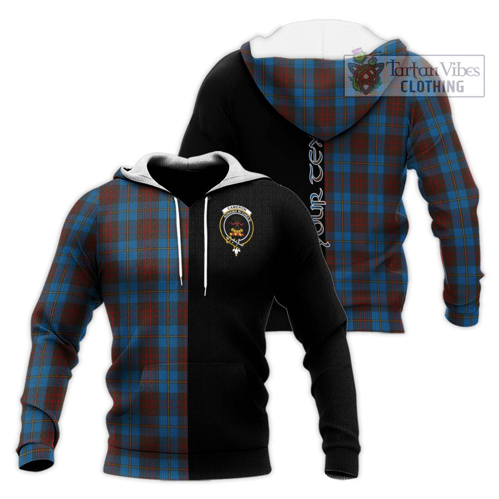 Cameron Hunting Tartan Knitted Hoodie with Family Crest and Half Of Me Style Unisex Knitted Pullover Hoodie - Tartanvibesclothing Shop