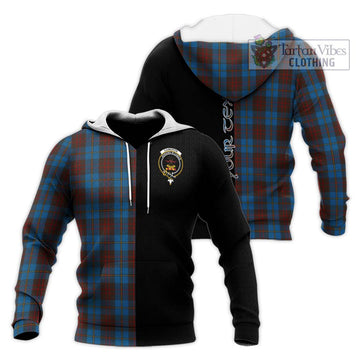 Cameron Hunting Tartan Knitted Hoodie with Family Crest and Half Of Me Style