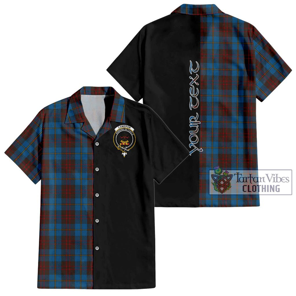 Cameron Hunting Tartan Short Sleeve Button Shirt with Family Crest and Half Of Me Style Kid - Tartanvibesclothing Shop