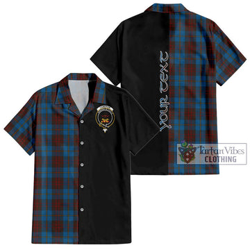 Cameron Hunting Tartan Short Sleeve Button Shirt with Family Crest and Half Of Me Style