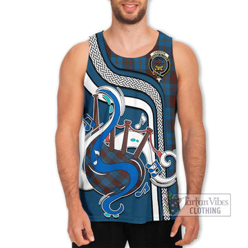 Cameron Hunting Tartan Men's Tank Top with Epic Bagpipe Style