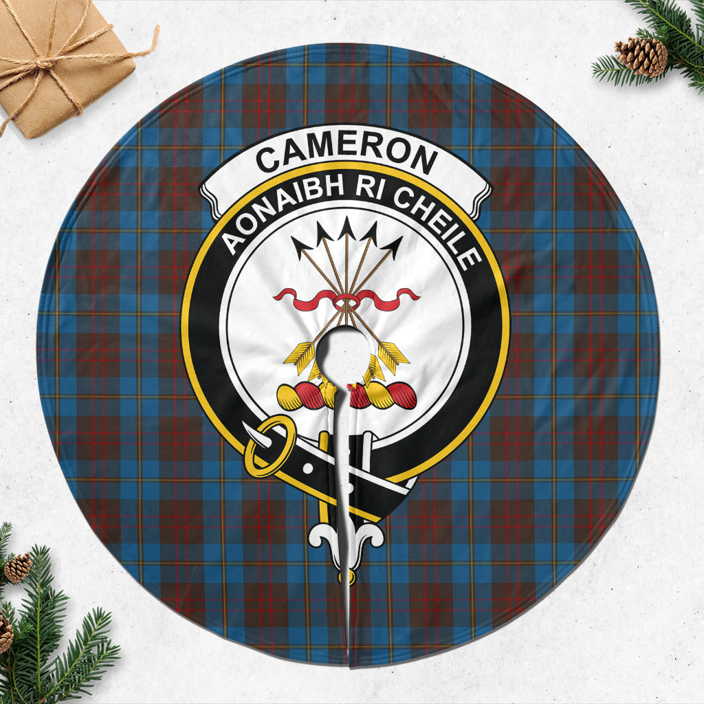 Cameron Hunting Tartan Christmas Tree Skirt with Family Crest - Tartanvibesclothing