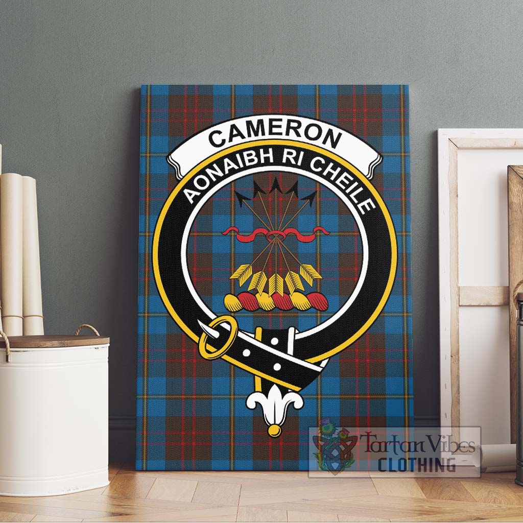 Tartan Vibes Clothing Cameron Hunting Tartan Canvas Print Wall Art with Family Crest