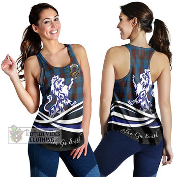 Cameron Hunting Tartan Women's Racerback Tanks with Alba Gu Brath Regal Lion Emblem