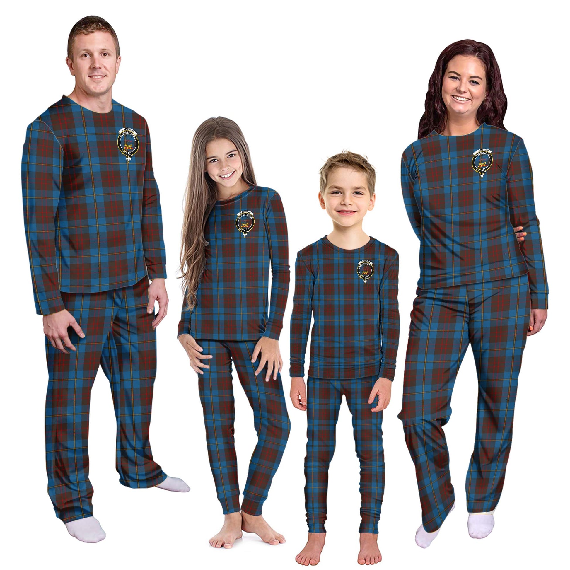 Cameron Hunting Tartan Pajamas Family Set with Family Crest - Tartanvibesclothing