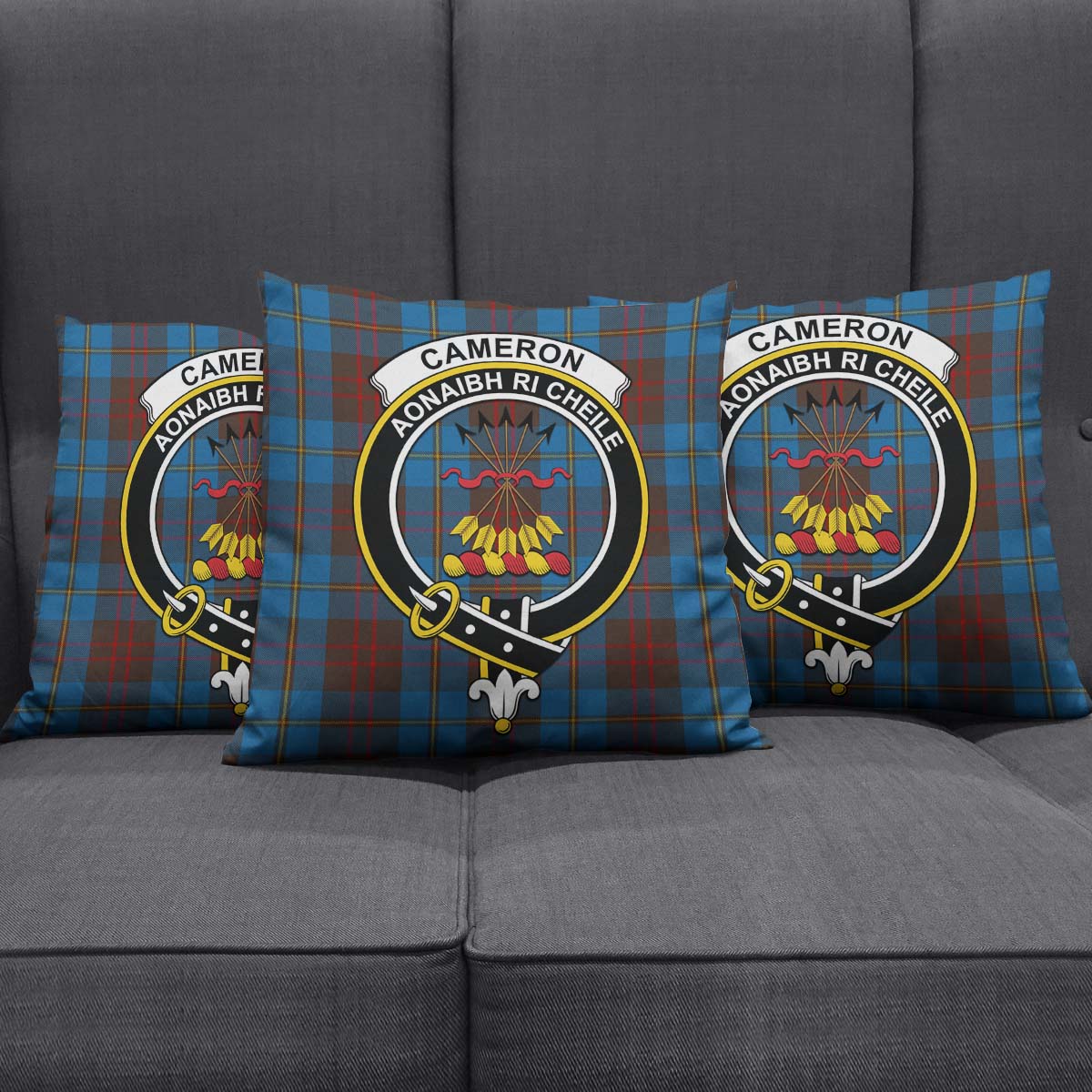 Cameron Hunting Tartan Pillow Cover with Family Crest Square Pillow Cover - Tartanvibesclothing