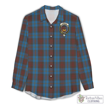 Cameron Hunting Tartan Women's Casual Shirt with Family Crest