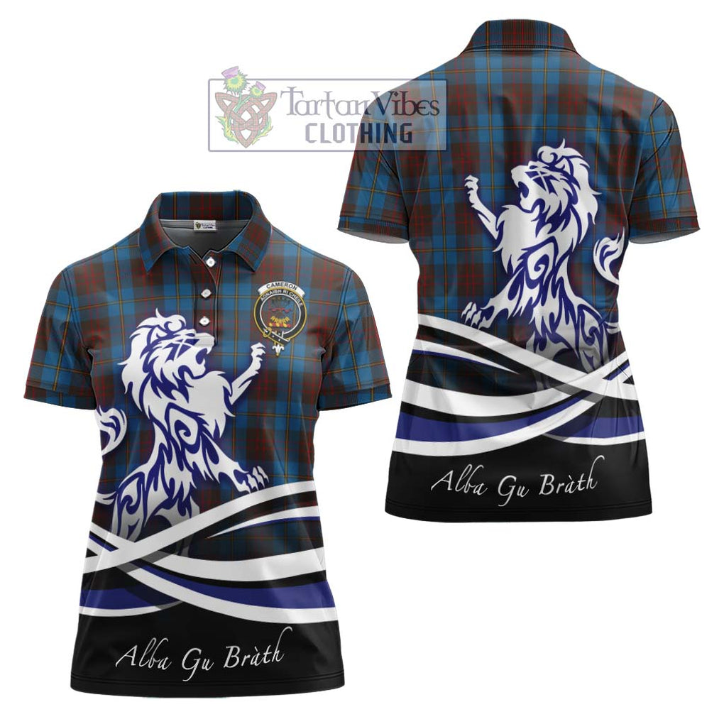 Cameron Hunting Tartan Women's Polo Shirt with Alba Gu Brath Regal Lion Emblem Women - Tartanvibesclothing Shop