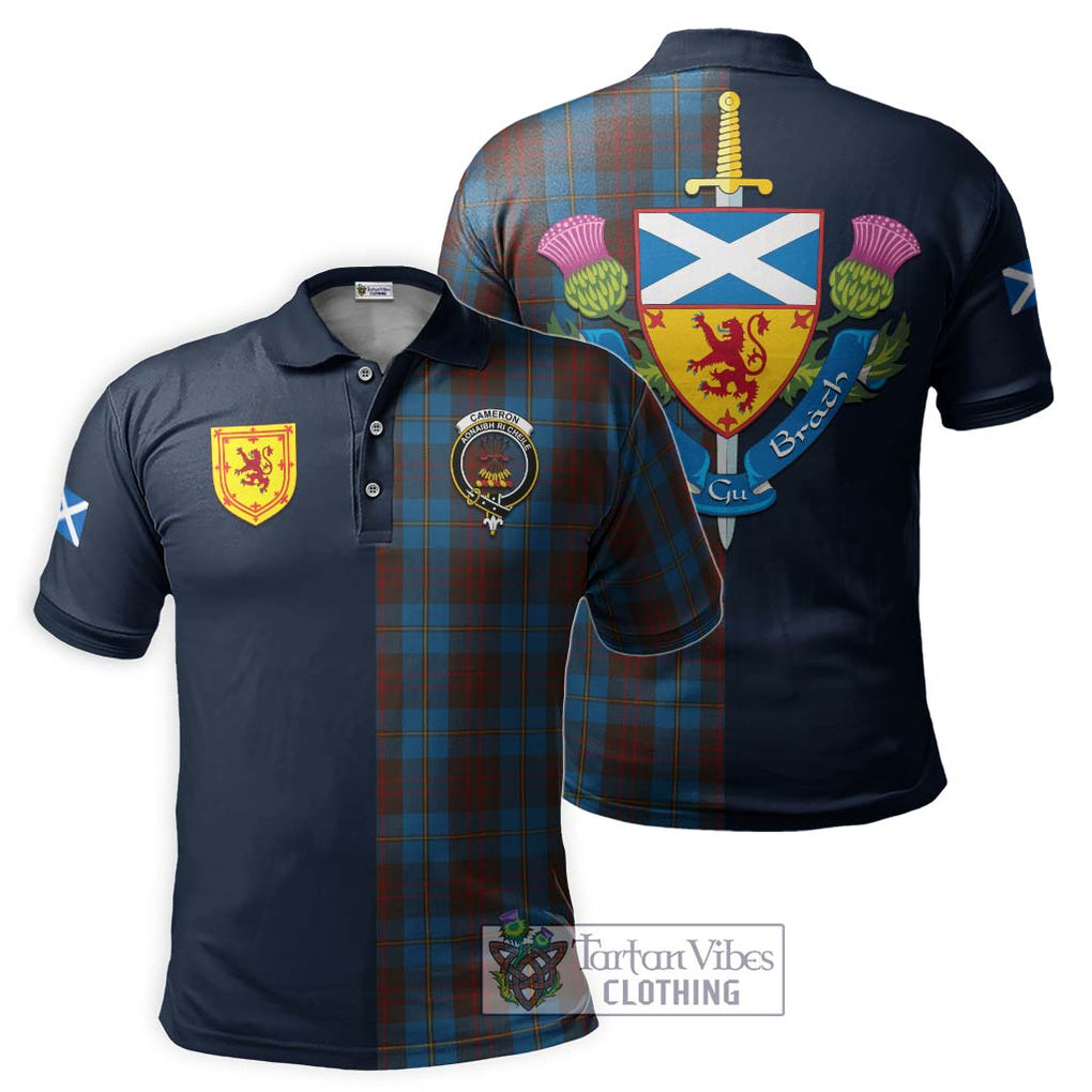 Tartan Vibes Clothing Cameron Hunting Tartan Polo Shirt with Scottish Lion Royal Arm Half Style