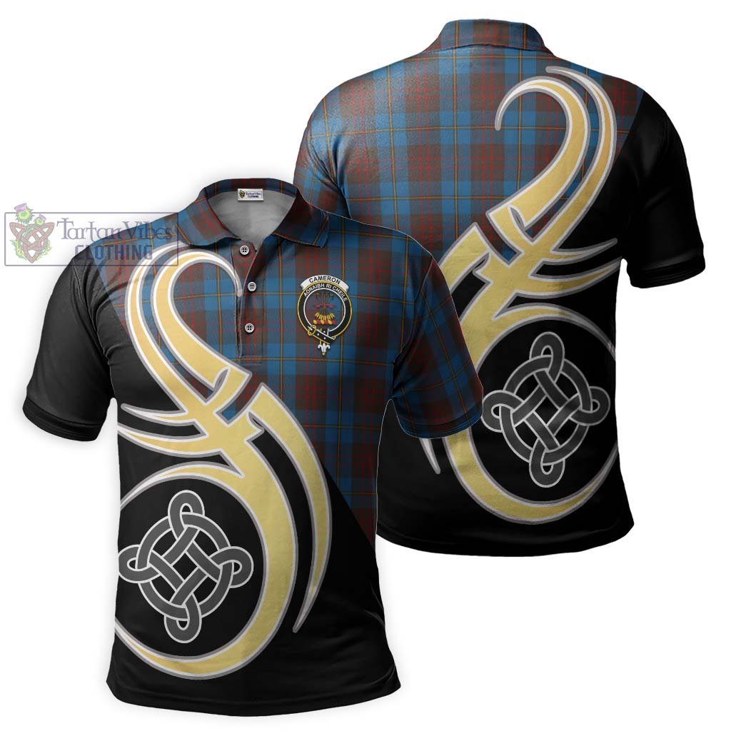 Tartan Vibes Clothing Cameron Hunting Tartan Polo Shirt with Family Crest and Celtic Symbol Style