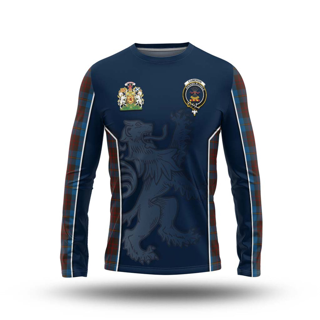 Cameron Hunting Tartan Long Sleeve T-Shirt with Family Crest and Lion Rampant Vibes Sport Style Unisex - Tartan Vibes Clothing