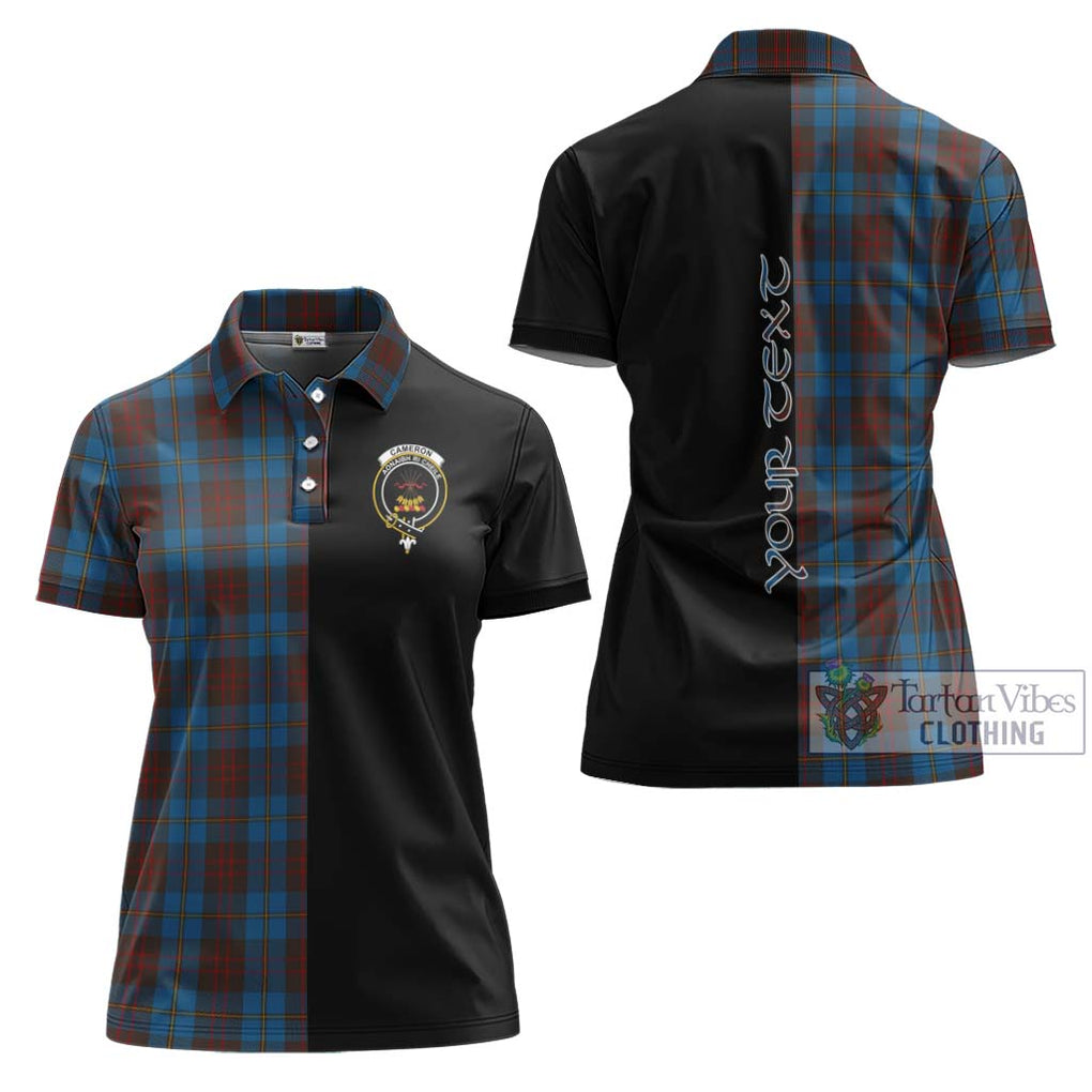 Cameron Hunting Tartan Women's Polo Shirt with Family Crest and Half Of Me Style Women - Tartanvibesclothing Shop