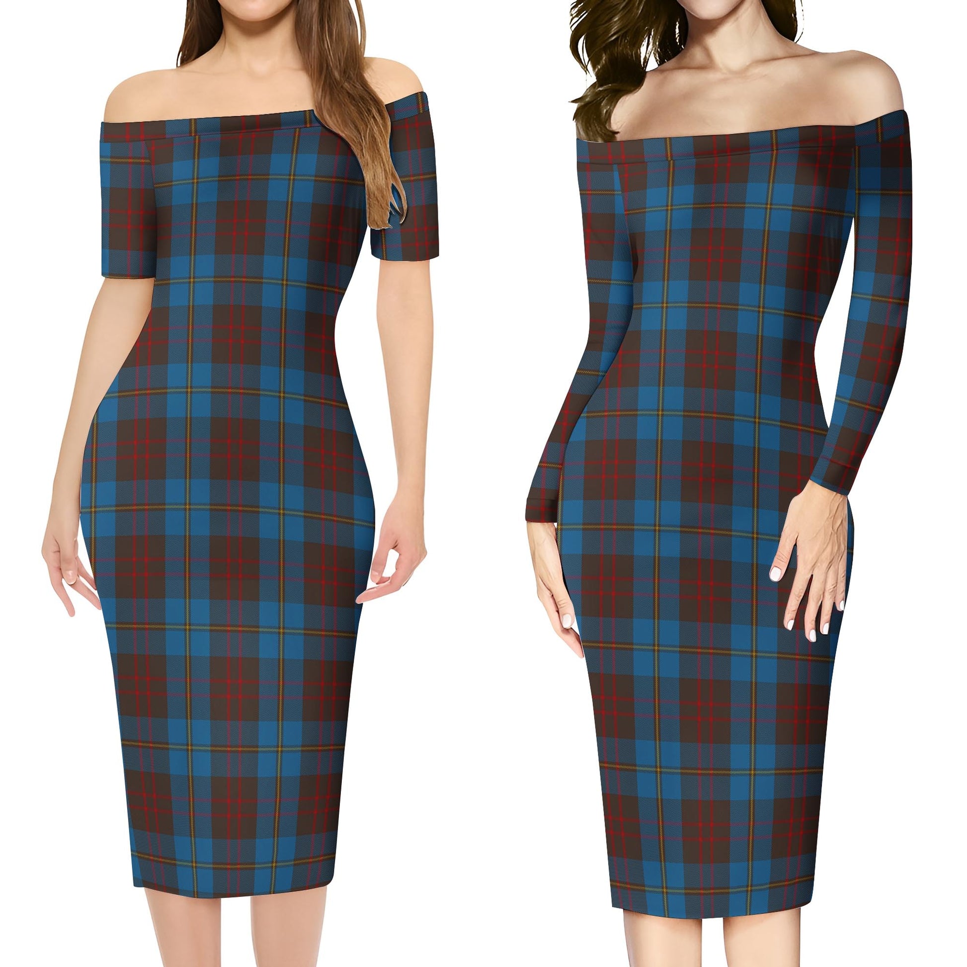 Cameron Hunting Tartan Off Shoulder Lady Dress Women's Dress - Tartanvibesclothing