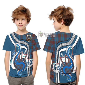 Cameron Hunting Tartan Kid T-Shirt with Epic Bagpipe Style