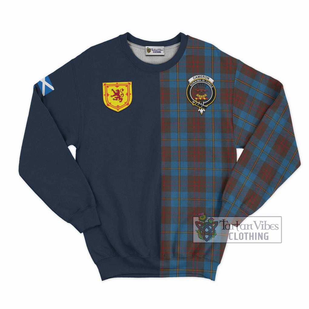 Tartan Vibes Clothing Cameron Hunting Tartan Sweatshirt with Scottish Lion Royal Arm Half Style