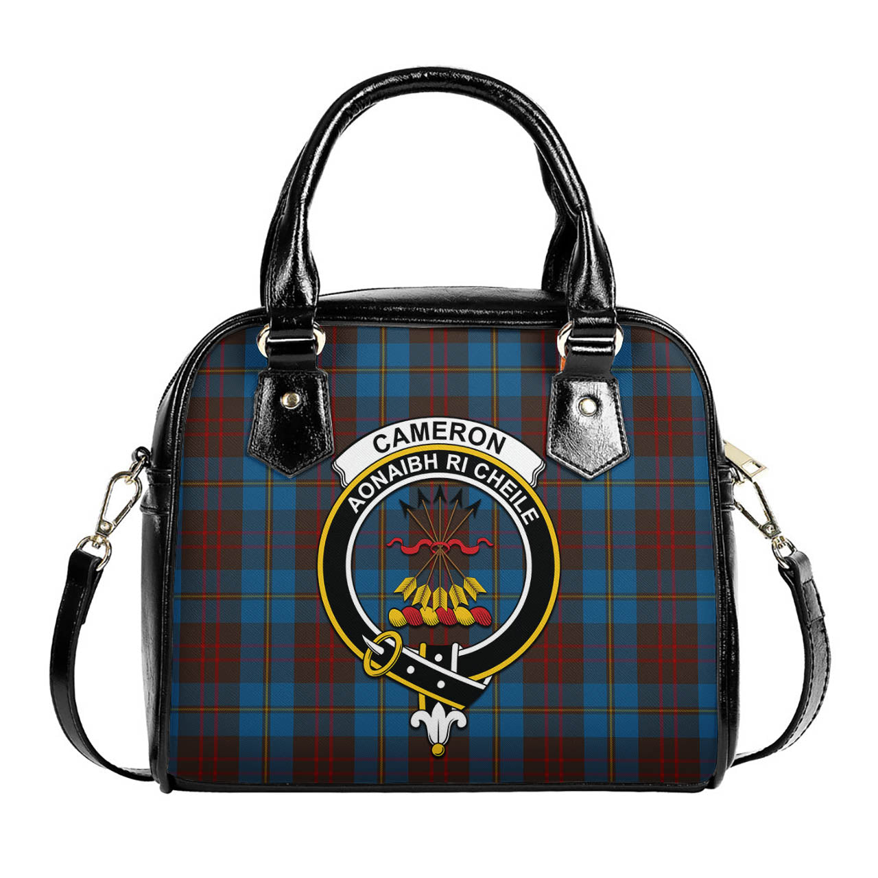 Cameron Hunting Tartan Shoulder Handbags with Family Crest One Size 6*25*22 cm - Tartanvibesclothing