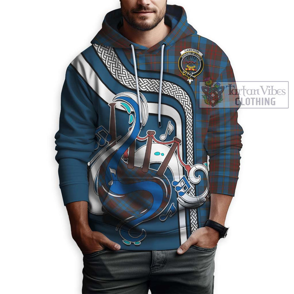 Cameron Hunting Tartan Hoodie with Epic Bagpipe Style Zip Hoodie - Tartanvibesclothing Shop