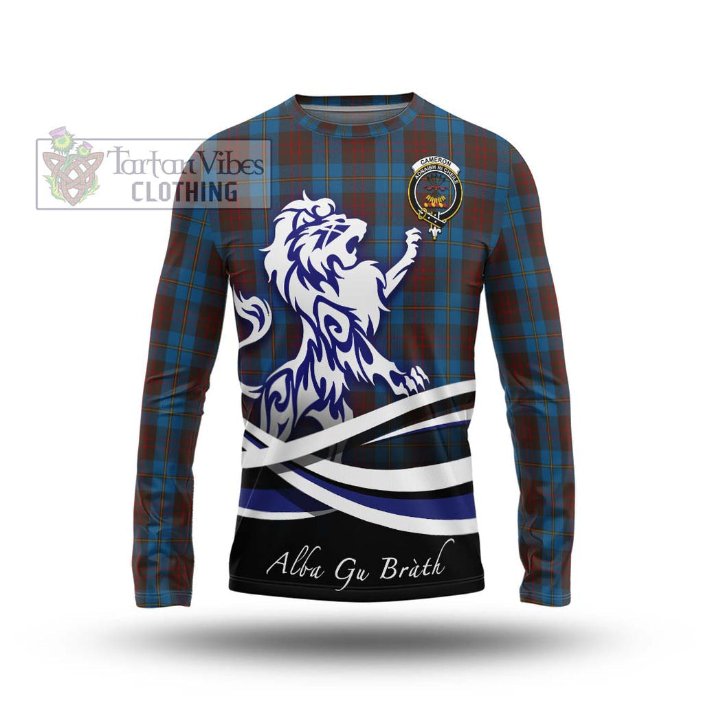 Cameron Hunting Tartan Long Sleeve T-Shirt with Alba Gu Brath Regal Lion Emblem Unisex - Tartanvibesclothing Shop