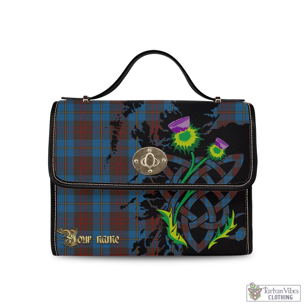 Tartan Vibes Clothing Cameron Hunting Tartan Waterproof Canvas Bag with Scotland Map and Thistle Celtic Accents