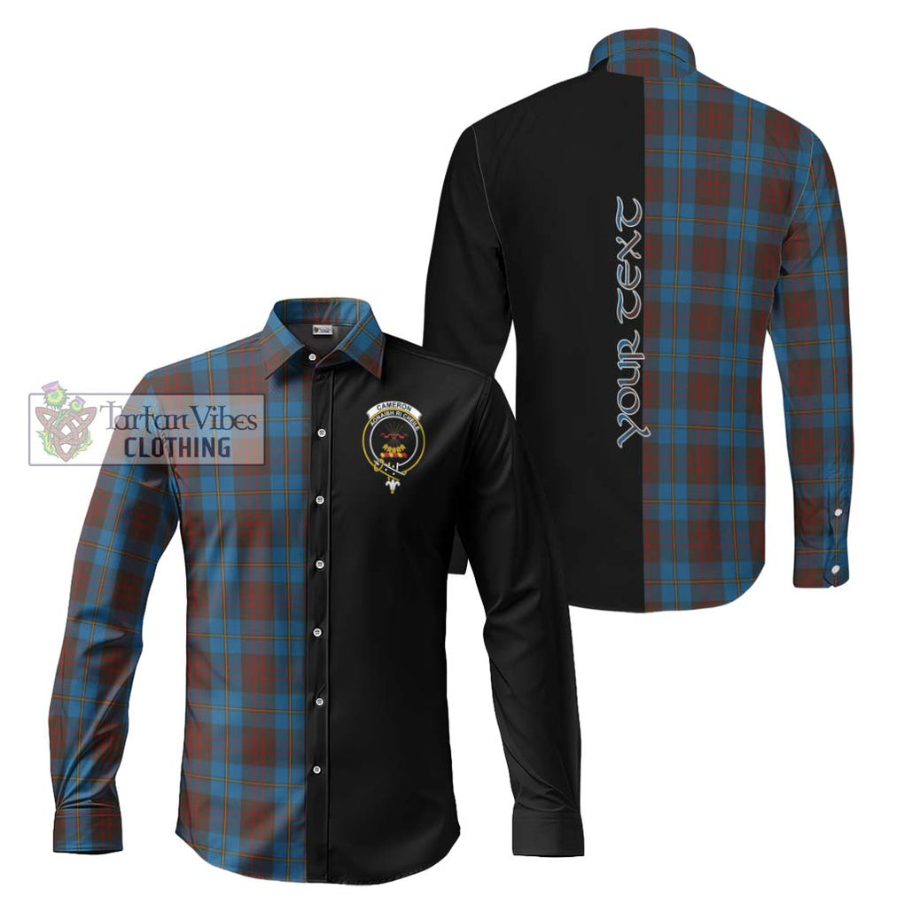 Cameron Hunting Tartan Long Sleeve Button Shirt with Family Crest and Half Of Me Style Men's Shirt S - Tartanvibesclothing Shop