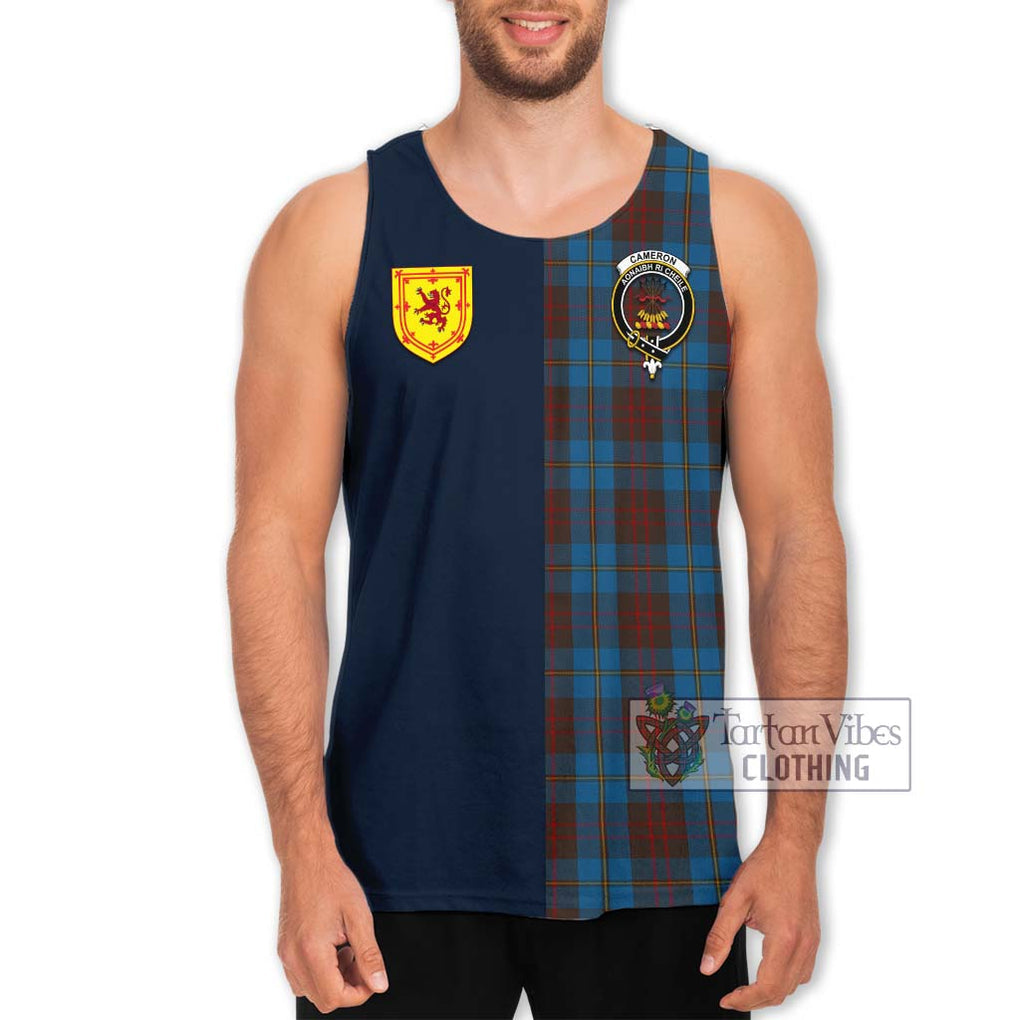 Tartan Vibes Clothing Cameron Hunting Tartan Men's Tank Top with Scottish Lion Royal Arm Half Style