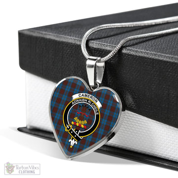 Cameron Hunting Tartan Heart Necklace with Family Crest