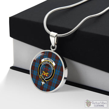 Cameron Hunting Tartan Circle Necklace with Family Crest