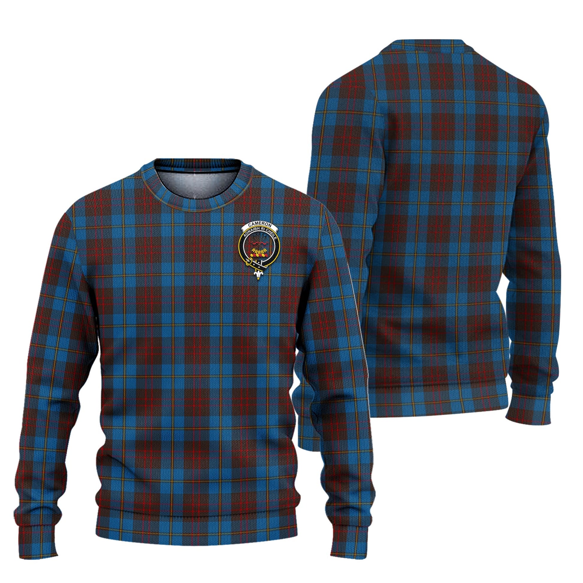 Cameron Hunting Tartan Knitted Sweater with Family Crest Unisex - Tartanvibesclothing