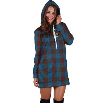 Cameron Hunting Tartan Hoodie Dress with Family Crest