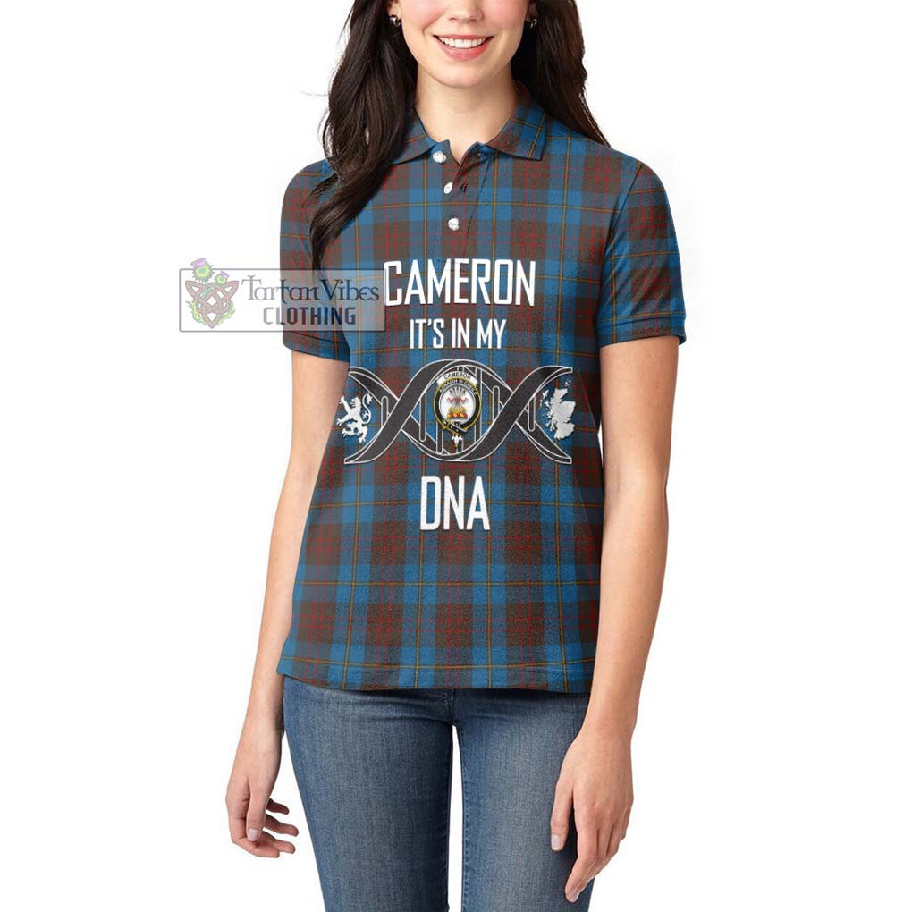 Cameron Hunting Tartan Women's Polo Shirt with Family Crest DNA In Me Style Women - Tartanvibesclothing Shop