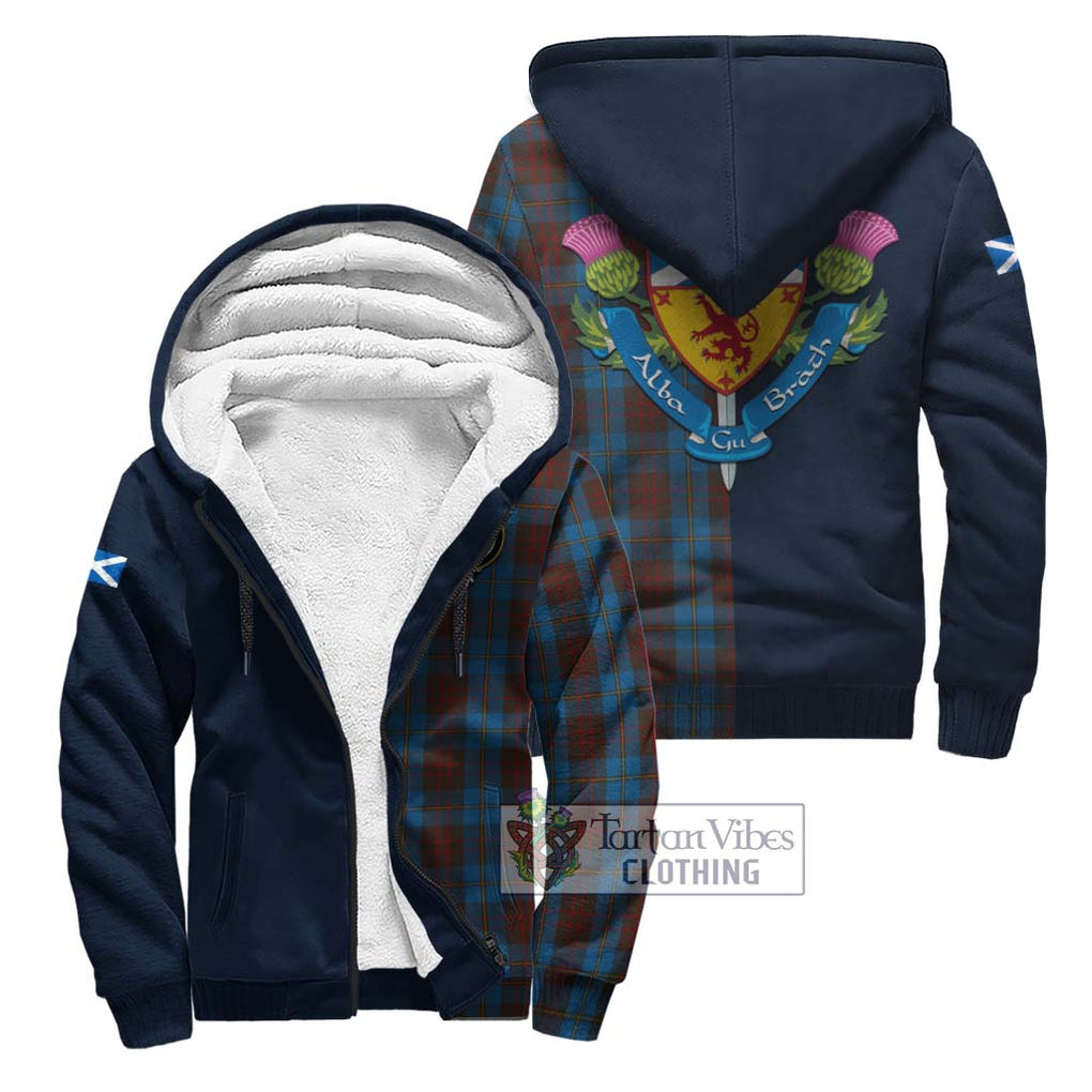 Tartan Vibes Clothing Cameron Hunting Tartan Sherpa Hoodie with Scottish Lion Royal Arm Half Style