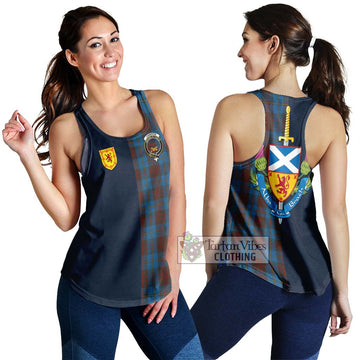 Cameron Hunting Tartan Women's Racerback Tanks with Scottish Lion Royal Arm Half Style