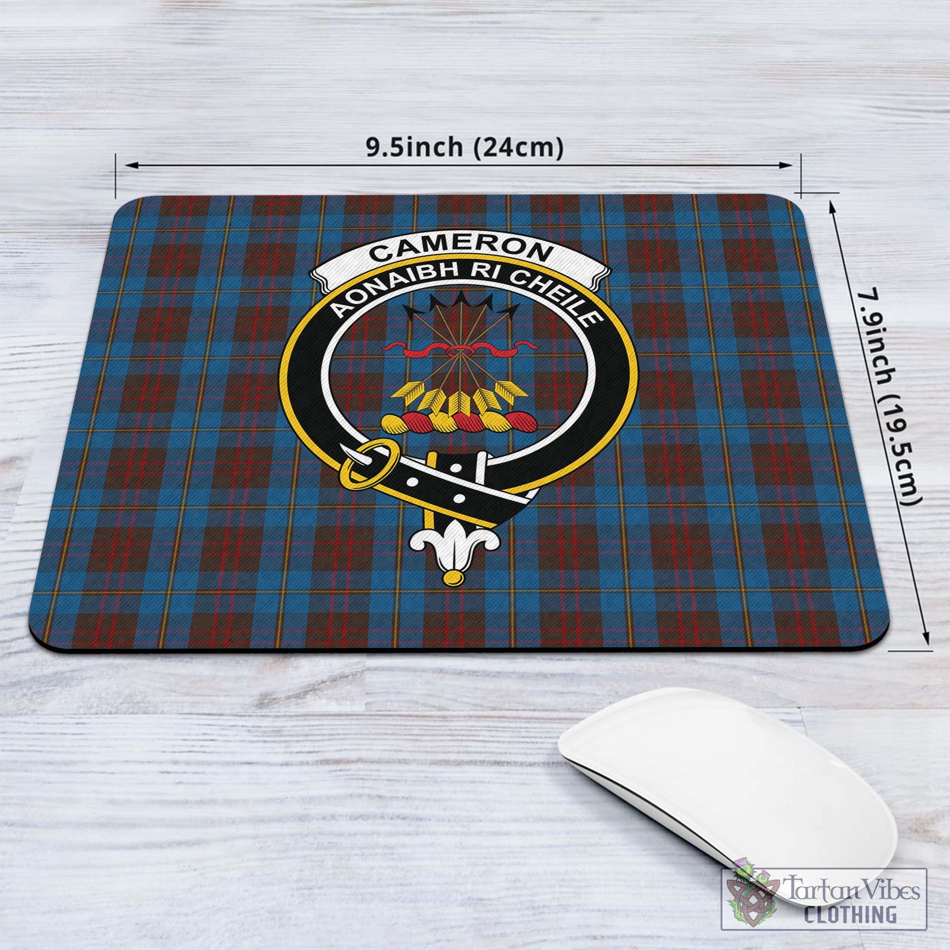 Tartan Vibes Clothing Cameron Hunting Tartan Mouse Pad with Family Crest