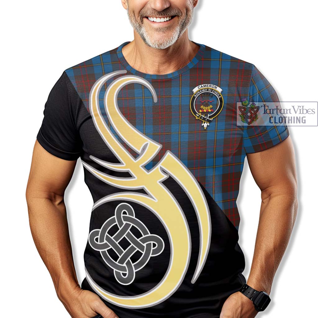 Tartan Vibes Clothing Cameron Hunting Tartan T-Shirt with Family Crest and Celtic Symbol Style