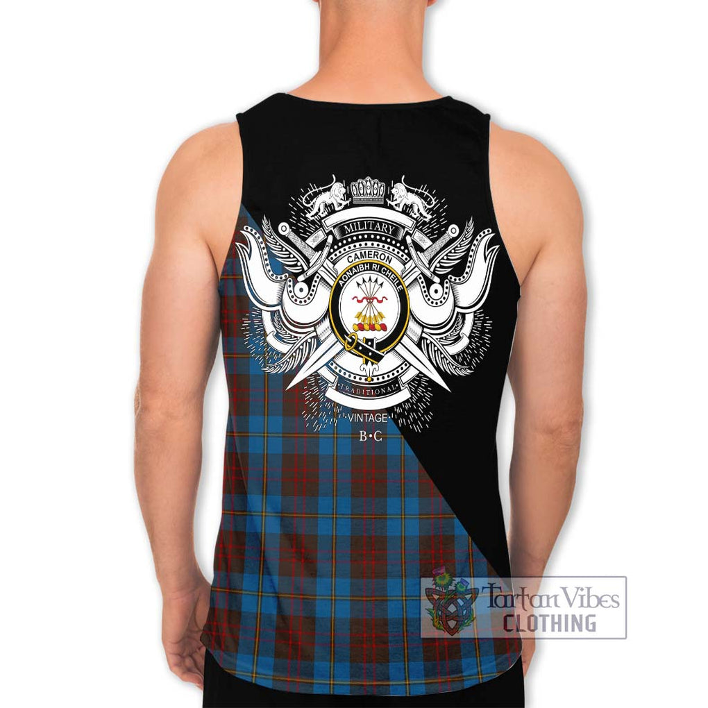 Cameron Hunting Tartan Men's Tank Top with Family Crest and Military Logo Style - Tartanvibesclothing Shop