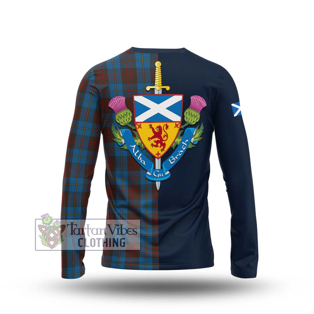 Tartan Vibes Clothing Cameron Hunting Tartan Long Sleeve T-Shirt with Scottish Lion Royal Arm Half Style