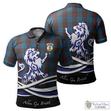 Cameron Hunting Tartan Polo Shirt with Alba Gu Brath Regal Lion Emblem