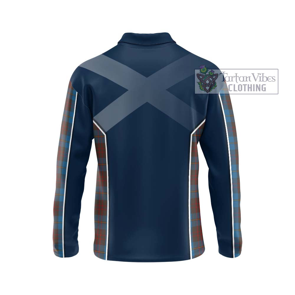 Cameron Hunting Tartan Long Sleeve Polo Shirt with Family Crest and Lion Rampant Vibes Sport Style - Tartan Vibes Clothing