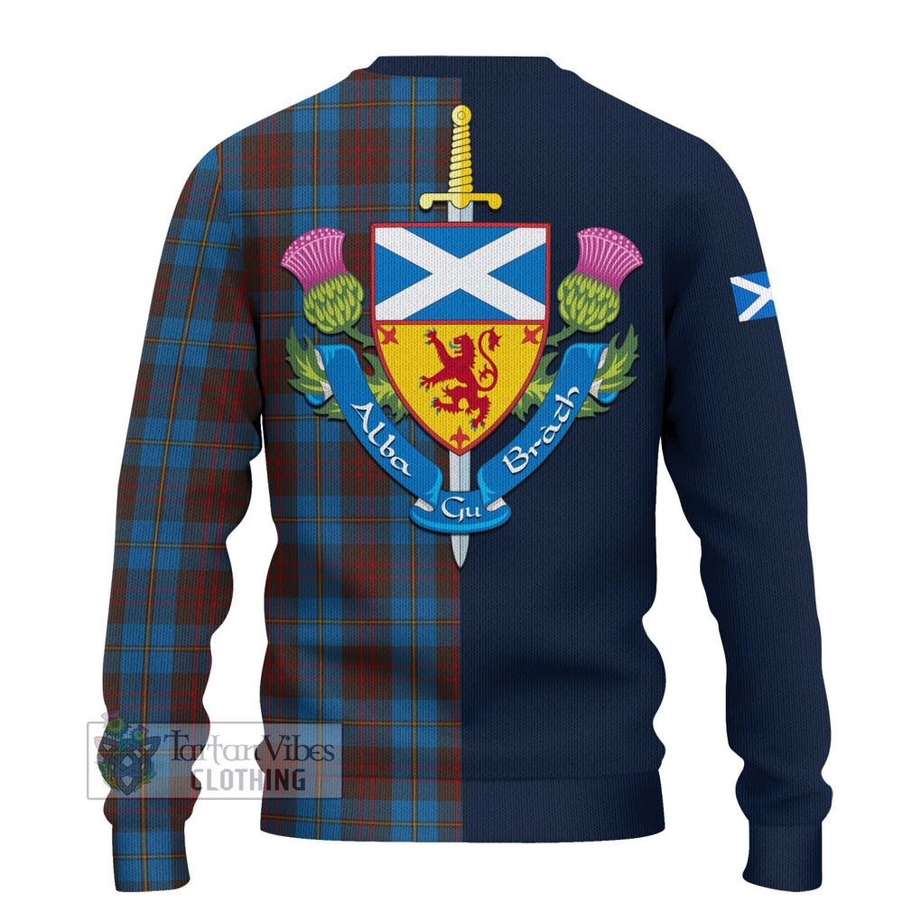 Tartan Vibes Clothing Cameron Hunting Tartan Knitted Sweater with Scottish Lion Royal Arm Half Style