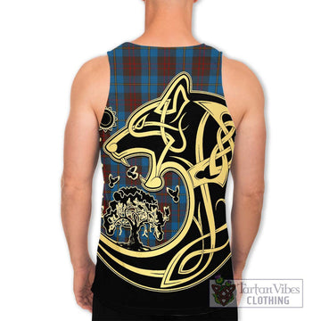 Cameron Hunting Tartan Men's Tank Top with Family Crest Celtic Wolf Style